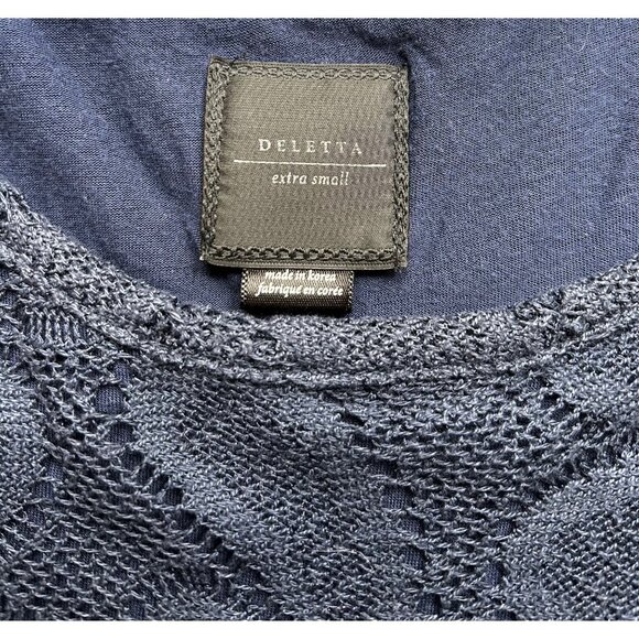 Anthropologie Deletta Navy Lace Overlay Dress Sleeveless Fit & Flare Lined Sz XS - Picture 4 of 8
